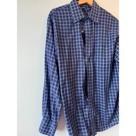 Men's MICHAEL Michael Kors Blue Plaid Button Down Shirt - Picture 2 of 6